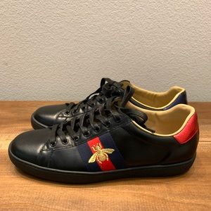 Gucci Black and Red Sneakers with Gold Bee
New without tags